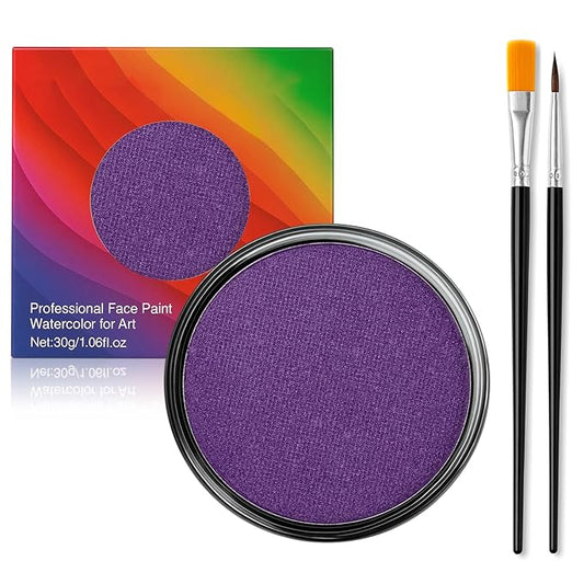 Face Body Paint Kit for Kids & Adults, Non-Toxic Water-Based Professional Face Painting Palette with Brushes for Halloween Clown Goth Vampire SFX Makeup, Art Stage Cosplay Parties, Purple
