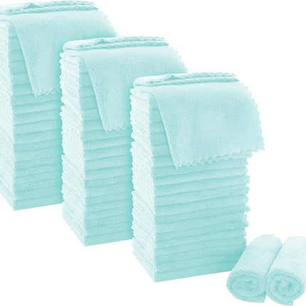 MOONQUEEN Ultra Soft Premium Washcloths Set - 12 x 12 inches - 72 Pack - Quick Drying - Highly Absorbent Coral Velvet Bathroom Wash Clothes (Frozen Blue)