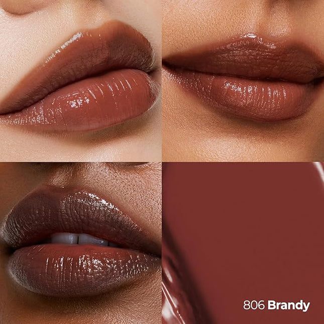 Laka Devil Lip, 3.7g/0.13oz, Vivid color Lipstick, Long-Lasting Bold Stian, Hydrating & Melting Glow with Non-Creasing, K-Beauty (#806 Brandy)