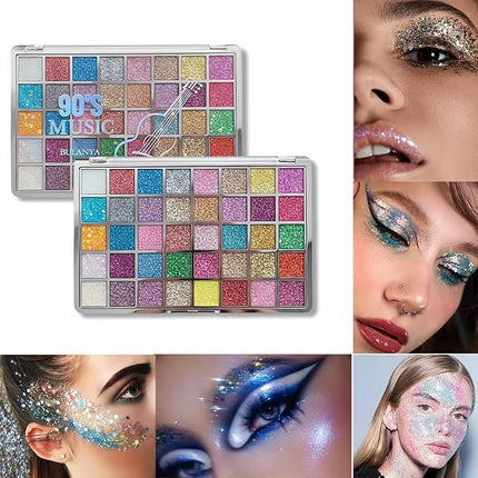 K'APEINE Glitter Eyeshadow Palette-Ultra Shimmer Makeup Palette Eye Shadow Chunky & Fine Pressed 40 Colors Highly Pigmented Eye Shades Long Lasting Waterproof for Face Body
