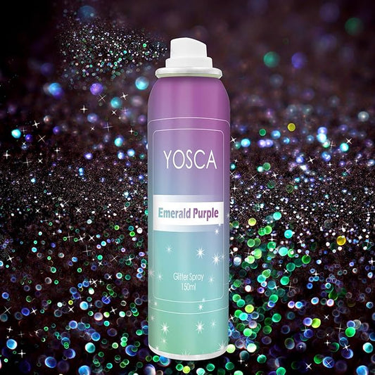 YOSCA Body Glitter Spray, 150ML Shimmer Glitter Hairspray, Glitter Spray for Hair Body Clothes, Quick-Drying and Long-Lasting Shiny Glitter Spray for Festival Music Concert Party Rave Accessories