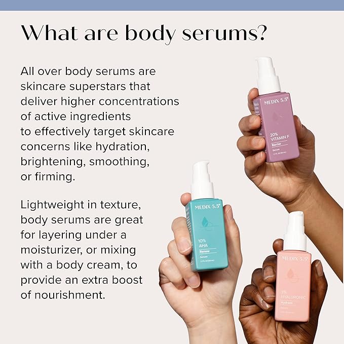 MEDIX Vitamin C Cream + Vitamin F Booster Serum Body Lotion Moisturizer 2PC Skin Care Set | Firming & Brightening Cream Diminishes Uneven Skin Tone, Age Spots, Dry Skin, & Sun Damage, 2PC Bundle