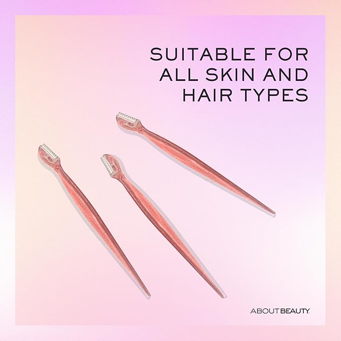 About Face Facial Razor & Eyebrow Shaper (3 Ct) - Removes Peach Fuzz on Cheeks, Chin, or Forehead & Delicately Shapes Eyebrows