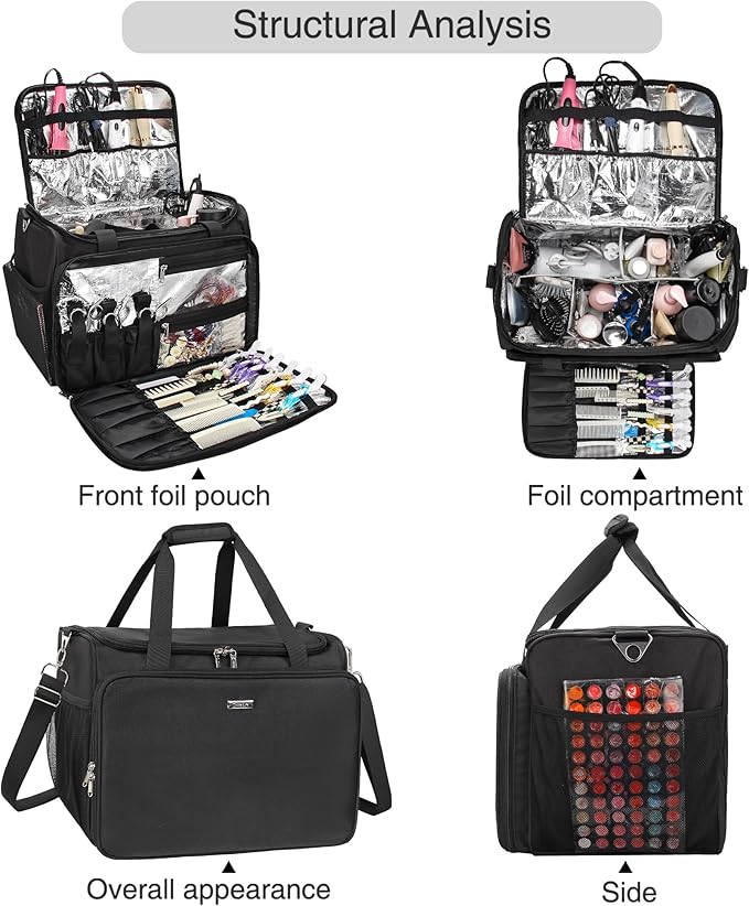 Professional Hairdressing Bag with 4 small bag, Toiletry Travel Bag, Cosmetics Beauty Hairdresser Bag with Shoulder Strap, Hair Makeup Salon Organizer Bag for Barber Insulation Material