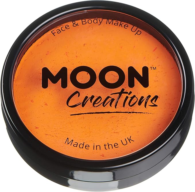 Pro Face & Body Paint Cake Pots by Moon Creations - Bright Orange - Professional Water Based Face Paint Makeup for Adults, Kids - 1.26oz