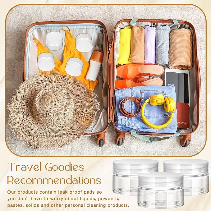 Patelai 4 Pieces Round Wide-mouth Leak Proof Plastic Container Jars with Lids for Travel Storage Makeup Beauty Products Face Creams Oils Salves Ointments DIY Making (1 Ounce,Clear)