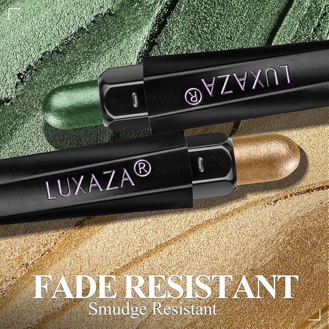 FIREFLIES LIGHT Eyeshadow Stick Makeup 6PCS Set, Green Metallic Shimmer Matte Cream Eye Shadow Eyeliner Brightener Pencil Crayon - FIREFLIES LIGHT