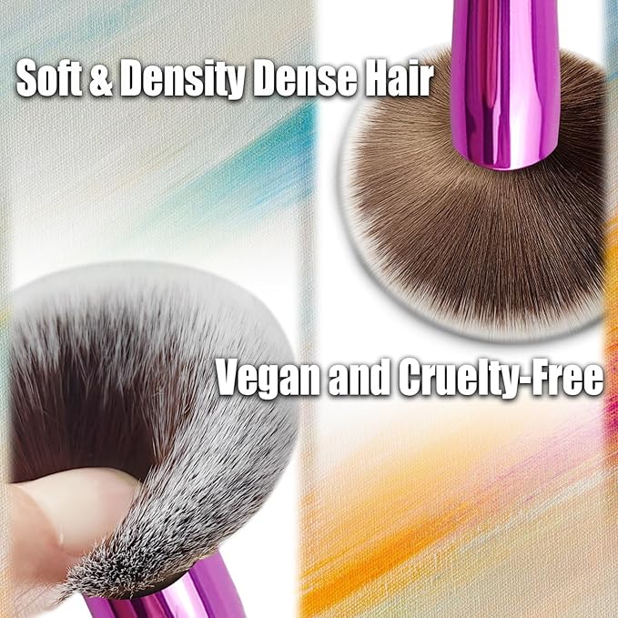 4 in 1 Makeup Brush Set, Travel Makeup Brushes with Case, Mini Makeup Brushes, Powder, Foundation, Concealer, Eyeshadow, Dual Ended, Synthetic Bristles, Purple