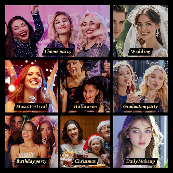 24pcs Glitter Freckles Makeup Patches-Gold-Face Speckle, Sparkle Speckles Patches for Women, Cute Fake Freckles, Glitter Freckle Face Tattoo, Accessories for Musical Festival