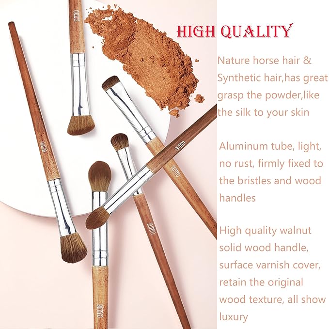 Makeup Brushes Set BUTIYO Eye Make Up Brushes Nature horse hair Concealers Eye shadows Blush Blending Highlight Makeup Brushes 6 Pcs FB-006