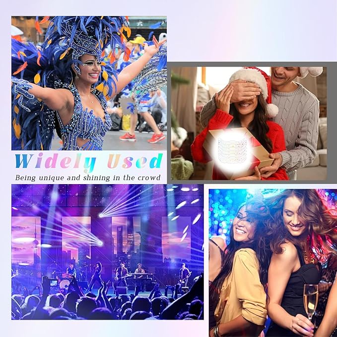 24 pcs Holographic Multichrome Glitter Freckles Face Tattoo, Waterproof Sparkle Face Glitter Speckles Patches for Women, Cute Star Glitter Temporary Tattoo Makeup Accessories for Festival Rave