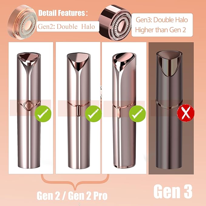 Gurelax Gen 2 Replacement Heads for Flawless Facial Hair Remover, 18k Gold Replacement Blades for Finishing Touch Flawless Hair Removal(2PCS)