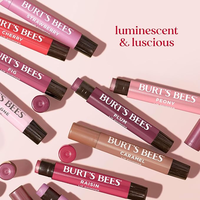 Burt’s Bees Lip Shimmer Watermelon; Warm, Luminescent Color; High Impact, Instant Moisture; with Shea and Cocoa Butters; 100% Natural Origin; 4 Tube, 0.09 Oz. (Packaging May Vary)