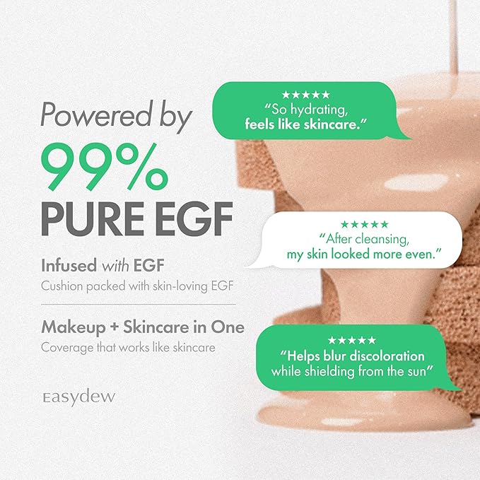 Easydew Mela B Toning Ampoule Cushion Refill - 3-in-1 Age-Defying Sun Shield Full Coverage Cushion Foundation with Niacinamide & Hyaluron-Vital C - Face Makeup Korean Skin Care 0.45 oz (#41 Chestnut)
