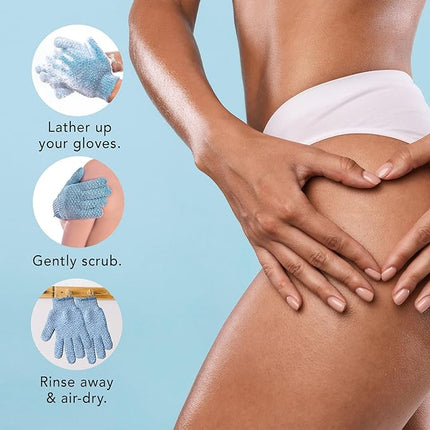 Exfoliating Glove (4 pcs, 2 Pairs) - Heavy Shower Gloves for Body Scrub, Exfoliates & Removes Dead Skin