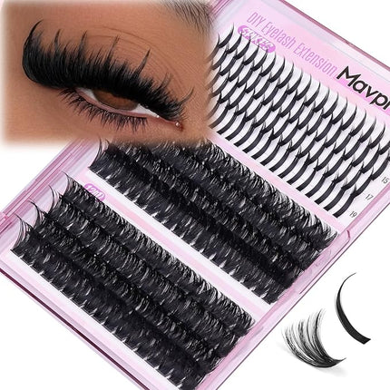 Lash Clusters with Spikes Russian Lash Extensions Spiky Individual Eyelashes 100D 120D Volume Cluster Eyelash Extensions 224 Pcs D-Curly Cluster Lashes Hybrid Eyelash Cluster by Mavphnee (12-19MM)