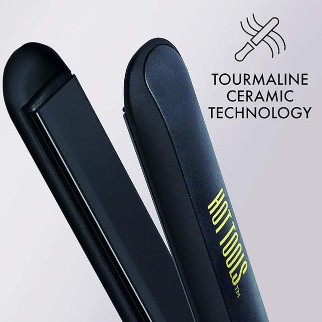 Hot Tools Pro Signature Ceramic + Tourmaline Flat Iron for Sleek Results, 1 Inch Plates