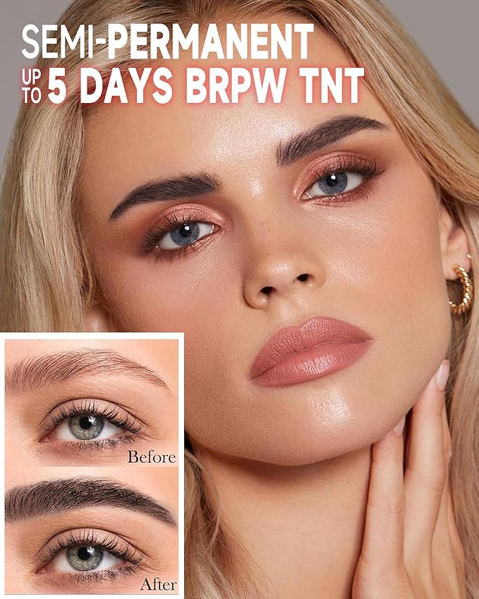 2 Pcs Tattoo Peel Off Eyebrow Gel Tinting Set,Peel Off Gray Brown Tinted Eye Brow Long Lasting up to 3 Days Waterproof Transferproof Eyebrow Tattoo Women Brow Makeup Full& Defined Looking Brow-03