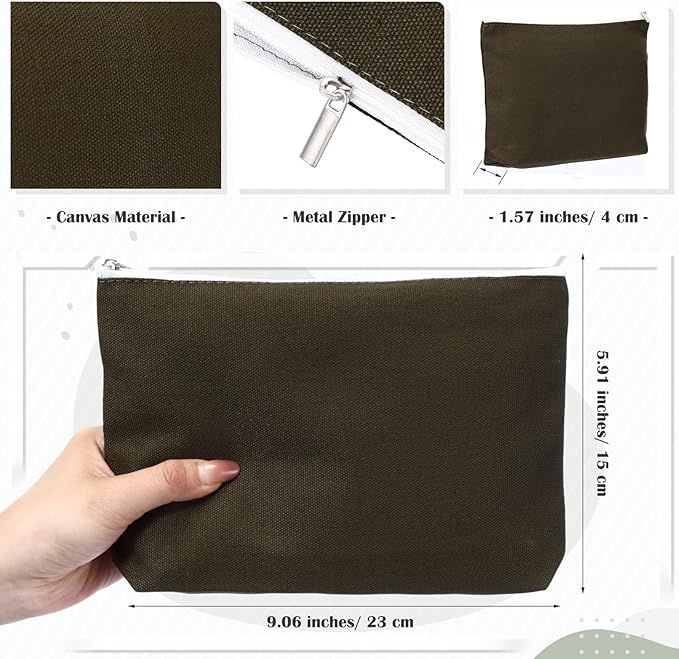 Reginary 10 Pcs Canvas Makeup Bags Bulk for Women Blank DIY Pencil Pouch Travel Toiletry Cosmetics Bags Gift for Christmas Breast Cancer Awareness Thanksgiving Wedding Nurses Teacher(Macaron Color)