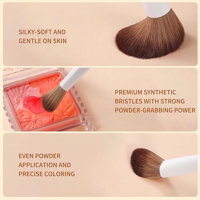 Makeup Brush Set 14Pcs Premium Synthetic Foundation Powder Contour Concealers Eyeshadow Blending Liner Makeup Brushes with Powder Puffs and Brush Bag