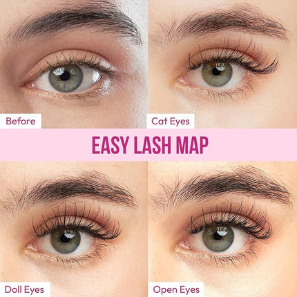 DIY Wispy Individual Lash Clusters 96pcs 20D D Curl 0.07 9-16mm Mixed Lengths - Eyelash Clusters Wispy Volume Natural Look Eyelash Extension at Home by Eyesy Lash