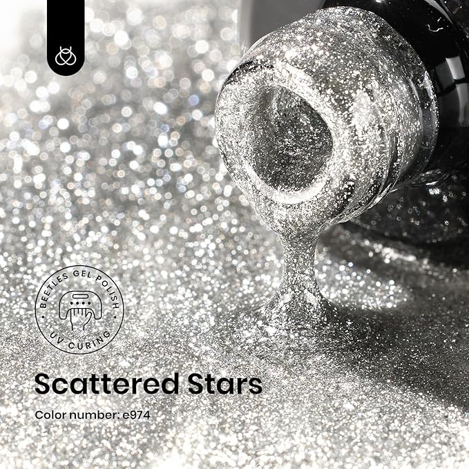 Beetles Sliver Cat Eye Gel Nail Polish - 15ML Glitter Cat Eye Magnetic Holographic Fall Gel Polish Soak Off UV Salon DIY French Nail Art Gift for Women