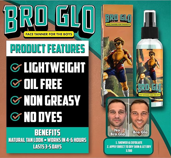 Self Tanner for The Boys - Quick Application Foam Mousse - Easy Sunless Tan For Your Face - Oil Free Water Based for Faster Skin Drying - Natural Sun Kissed Bronze Color Perfect for Men - Beach and Pool Not Required 3.4 FL oz
