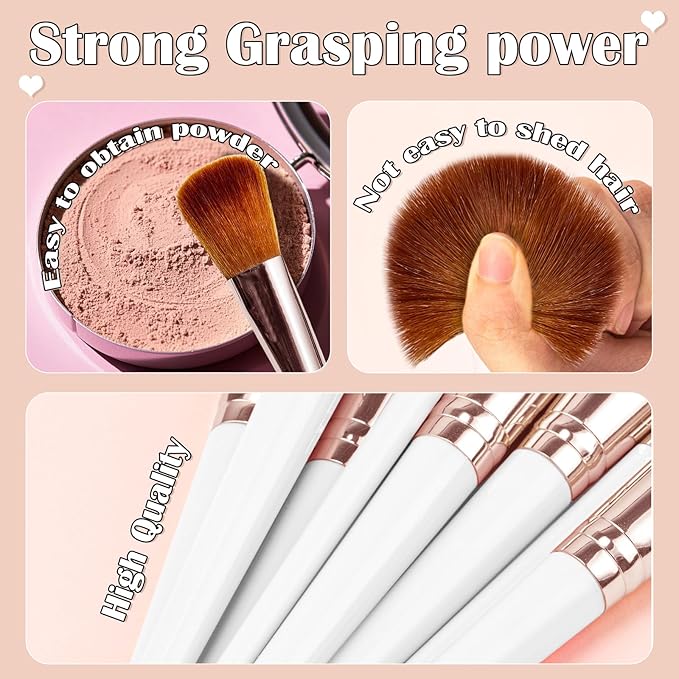 Makeup Brush Set, 52Pcs Makeup Tool Set Premium Synthetic Foundation Concealers Powder Eye Shadows Makeup Brushes Kit for for Beginner Professional, Beige