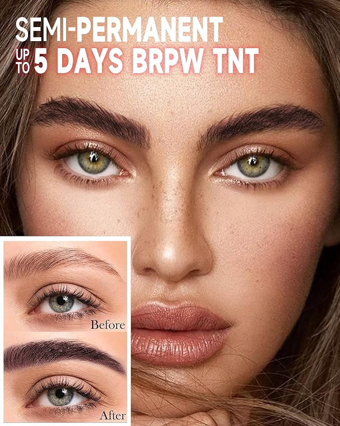 2 Pcs Tattoo Peel Off Eyebrow Gel Tinting Set,Peel Off Brown Tinted Eye Brow Long Lasting Waterproof Transfer-proof Eyebrow Tattoo Women Natural Color Brow Makeup for Fuller& Defined Looking Brow-01