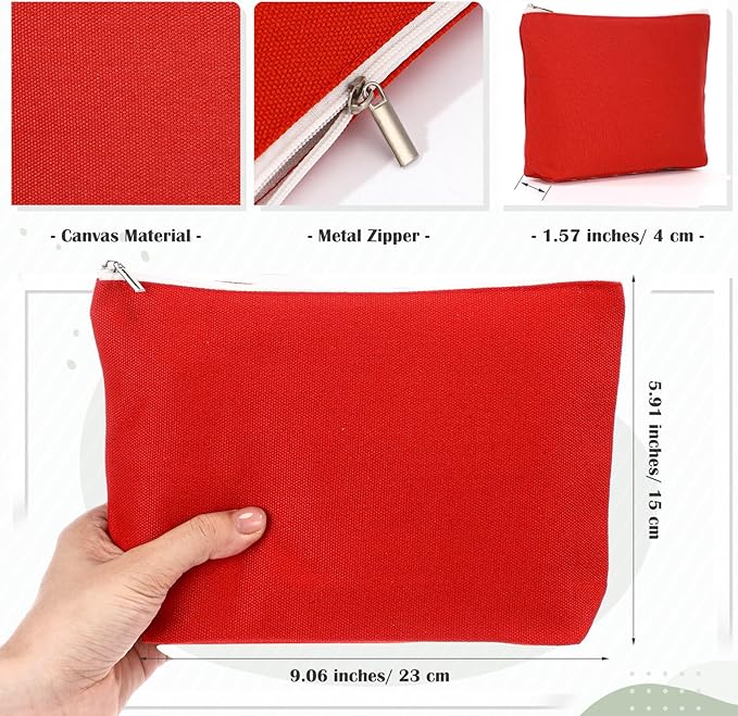 Reginary 10 Pcs Canvas Makeup Bags Bulk for Women Blank DIY Pencil Pouch Travel Toiletry Cosmetics Bags Gift for Christmas Breast Cancer Awareness Thanksgiving Wedding Nurses Teacher(Morandi Color)