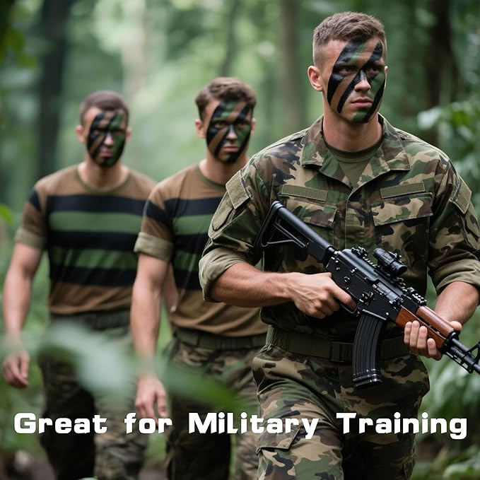 MEICOLY 3PCS Camo Face Paint Stick,Waterproof Hunting Army Military Face Paint,Black Green Brown Maroon Eye Black Stick for Baseball/Softball/Football,Camo Accessories