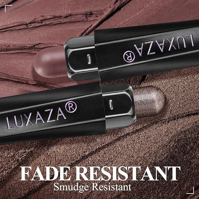 6PCS Eyeshadow Stick Makeup Sets, Smoky Brown Cream Eyeshadow Pen,Metallic And Matte Shimmer Eye Shadow Eye Brightener Stick Pencil Crayon, B02-Fall Brown