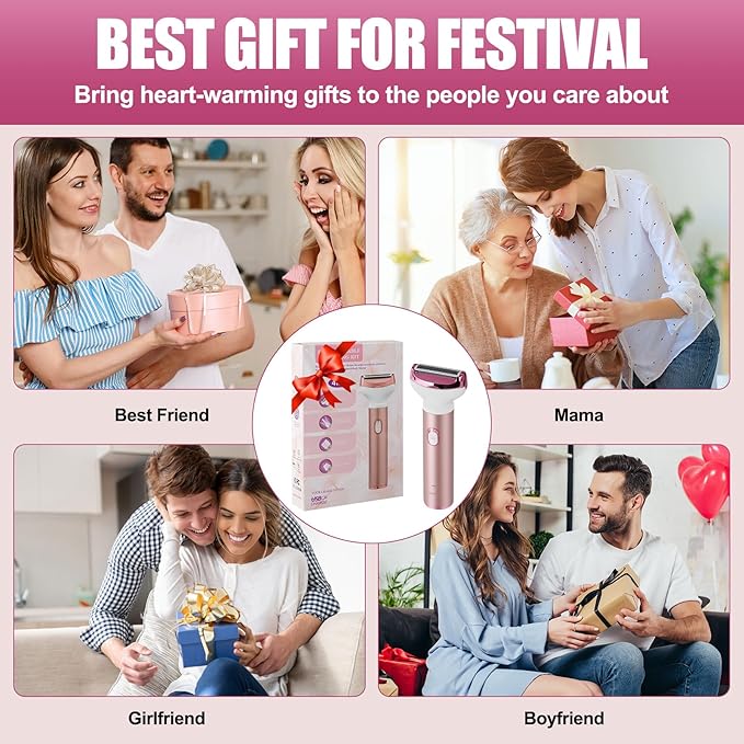 Women Face Epilator, 4-in-1 Portable Design Facial Epilator, Rechargeable Facial Hair Removal for Women & Men, Waterproof Facial Shaver for Face, Ears, Nose, Eyebrow, Body