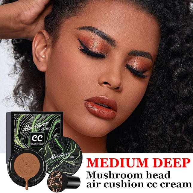 CAHIUYOA Mushroom Head Air Cushion CC Cream BB Cream Mushroom Head Foundation Full Coverage Foundation Makeup Long Lasting Moisturize Matte Concealer - 06 Medium Deep