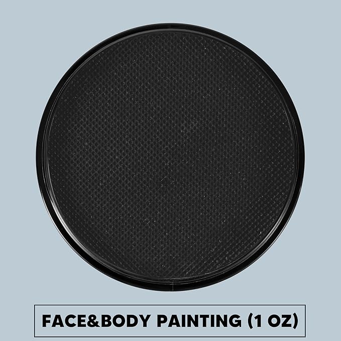 Spooktacular Creations Halloween Makeup Face Body Paint Waterproof Foundation Cream Cake Tub, Halloween Party Cosplay Clown Sfx Costume and Dress Up Makeup for Adult(1 Oz, Black)