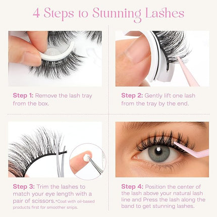 CALAILIS Self Adhesive Eyelashes 5 Pairs Natural Look Press On Lashes No Glue Need Eyelashes Reusable Wispy Self-adhesive False Lashes with Replacement Adhesive Strips (B814)