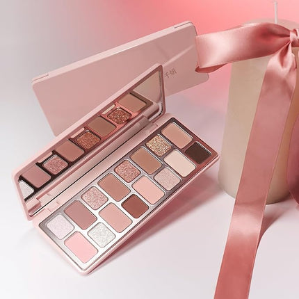 16 Color Eyeshadow Palette, Blendable with Low-Saturation Pink-Brown and Peach Nudes Palette, Sweet Aesthetic Makeup for Daily Office, Date, Parties (#06 Dear)