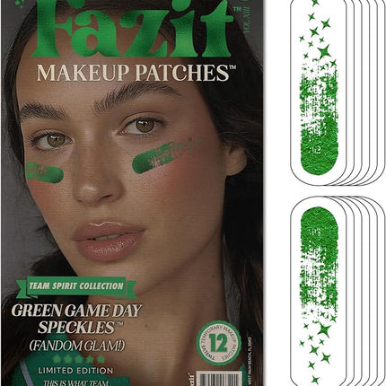 Fazit Makeup Patches - Green Game Day Speckles - Glow Up Make-Up Patches - Cute Glitter Makeup Accessories for Women - Cosmetic Glitter for Face