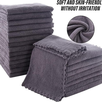MOONQUEEN Ultra Soft Premium Washcloths Set - 12 x 12 inches - 72 Pack - Quick Drying - Highly Absorbent Coral Velvet Bathroom Wash Clothes (Grey)