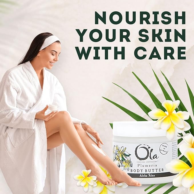 Plumeria Body Butter – Moisturizing with Pure Coconut Oil and Hawaiian Plant Extracts - Ideal for Dry Skin - 5.6oz