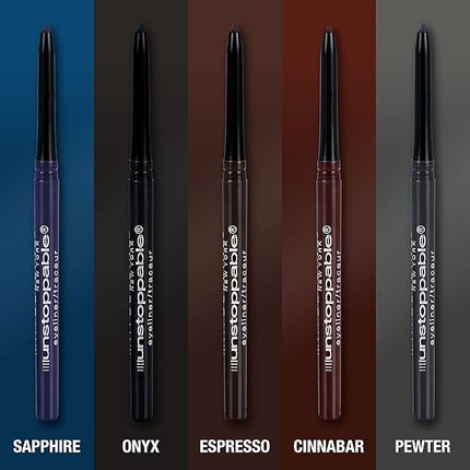Maybelline Unstoppable Waterproof Mechanical Black Eyeliner Pencil, Easy to Apply, Smooth Glide, Up to 24 Hour Wear, Onyx