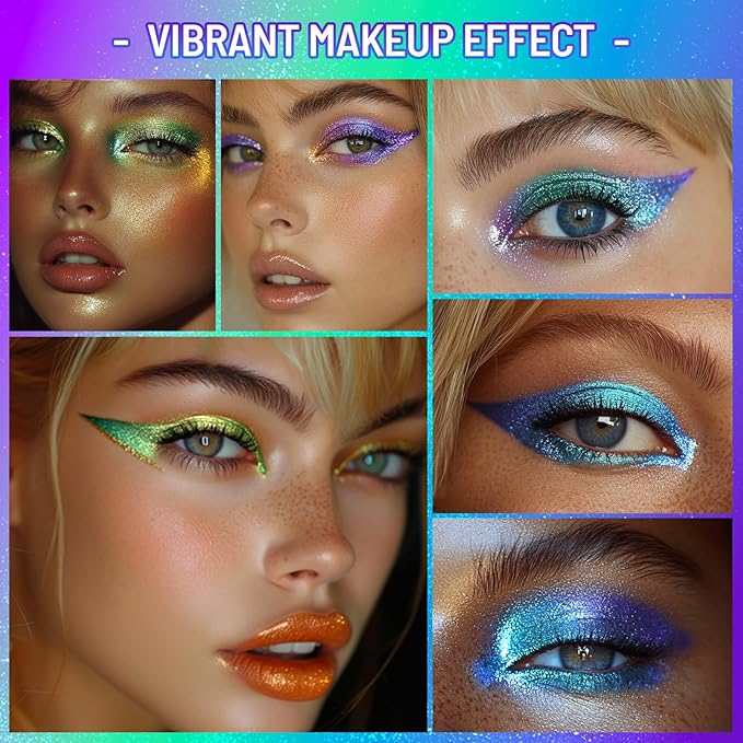 UCANBE 4PCS Chameleon Eyeshadow & Eyeliner Gel Pencil Set - Multichrome Shifting Colors Metallic Glitter Eye Makeup,Waterproof Long-Lasting Smudge-Proof Multi-Dimensional Color