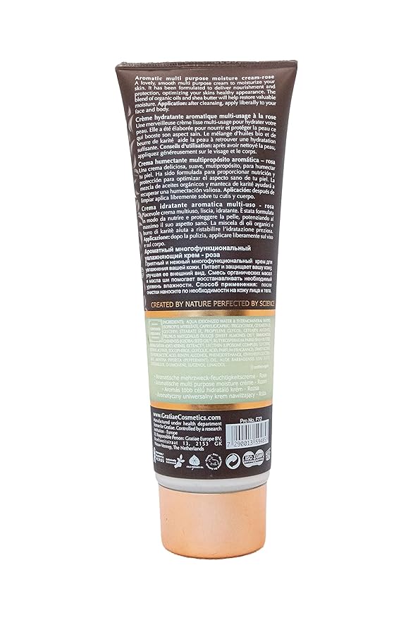 GRATiAE Organic Moisture Cream Rose Aromatheraphy Collection 4.25 Oz
