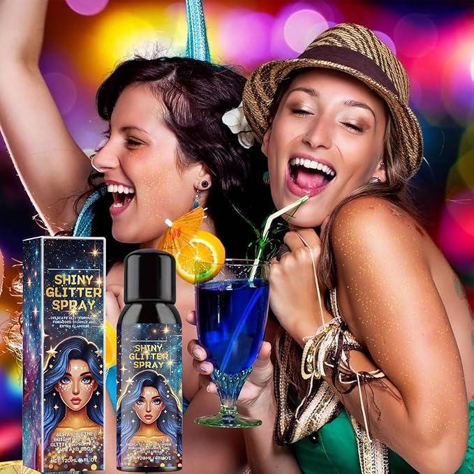 Body Glitter Spray, Glitter Spray for Hair, Body & Clothes | Quick-Drying, Long-Lasting Sparkle | Perfect for Festivals, Christmas, Parties & Cosplay- 1 Pack (Gold, 120ml)