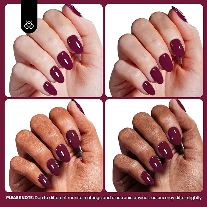 Beetles Burgundy Red Gel Nail Polish – Hema-Free Fall Plum Wine Red Colors Soak Off UV Gel Polish for Manicure Salon Color Bottle 0.51 Fl Oz