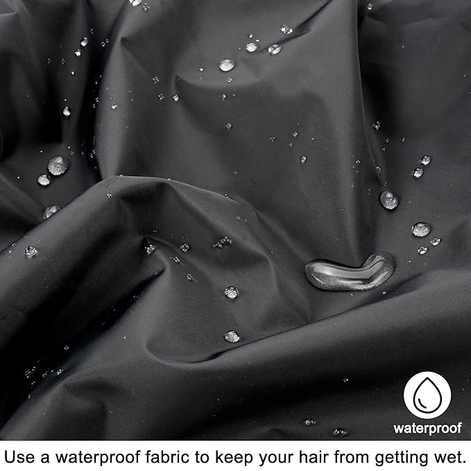 Reusable Shower Cap for Women, Large Waterproof Shower Bonnet Washable Elastic Band Bath Accessories Hair Hat for Long Hair, Braids(Black&Navy)