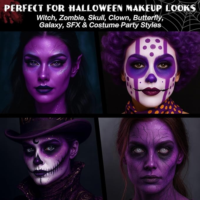 BOBISUKA Purple Face & Body Paint Stick Water-Based Washable Face Paint Makeup Stick for Halloween Witch, Zombie, Skull, Clown, Butterfly, Galaxy, Cosplay, SFX, Sports Eye Black & Costume Party