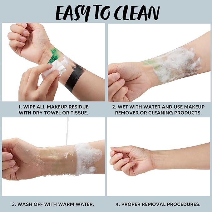 Spooktacular Creations Halloween Makeup Palette 3 Colors Face Body Paint with Brush for Zombie Skeleton Clown Witch Football Baseball Sports SFX Costume Cosplay Dress Up (7 Oz, White Black Green)