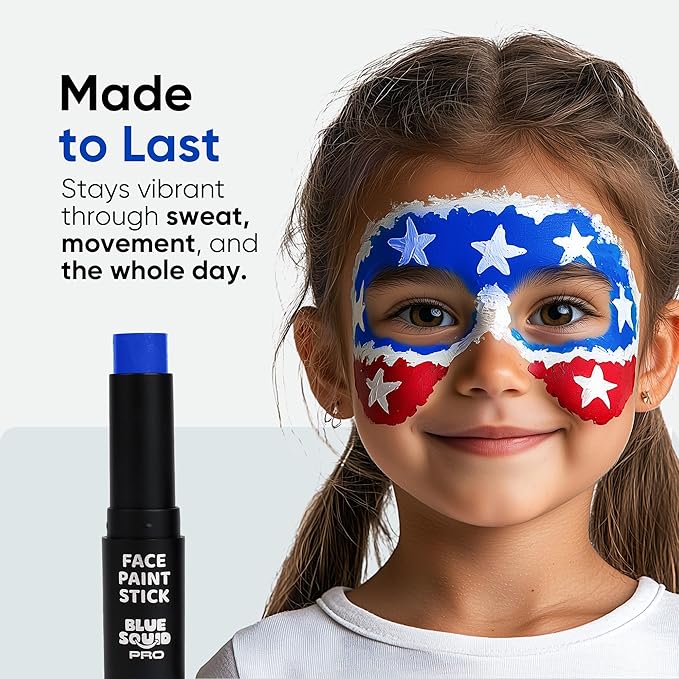 Blue Squid PRO Blue Face Paint Stick - Waterproof Blue Body Paint for Skin Adults & Kids Eye Black Baseball, Eyeblack Softball - Hypoallergenic Twist-Up Non-Toxic Makeup Stick for Cosplay, Sports, SFX