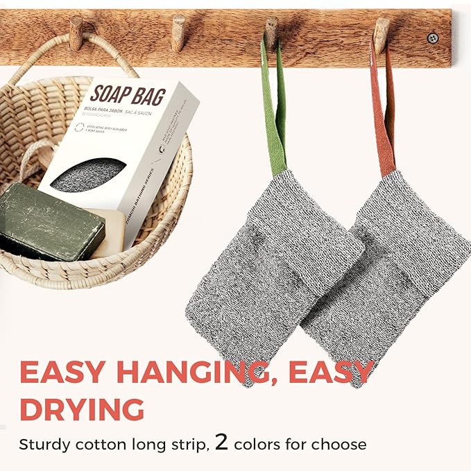 ZOMCHI 2 Pieces Different Roughness Soap Pouch and Soap Saver Pocket for Use in Shower, Body Scrubber Shower Sponge, Premium Exfoliating Soap Bag